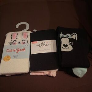 Capelli of New York Black Fashion Tights size 7-10 bundle